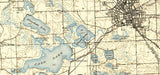 1907 Topo Map of Pontiac Michigan Quadrangle Walled Lake