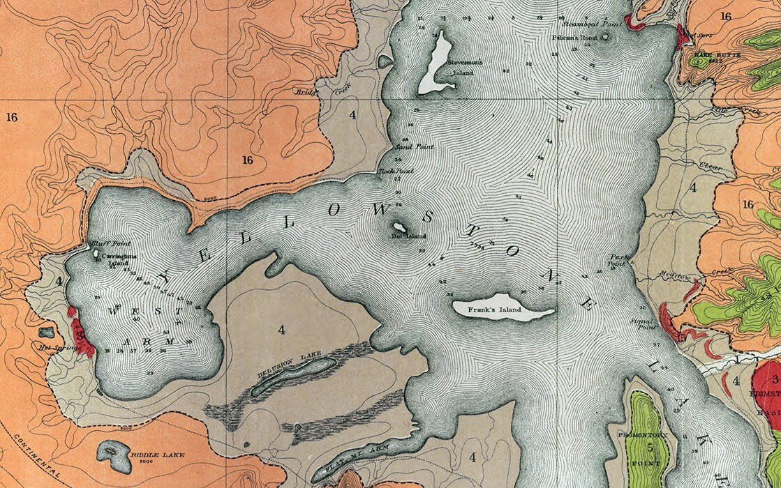 1878 Map of Yellowstone National Park Wyoming