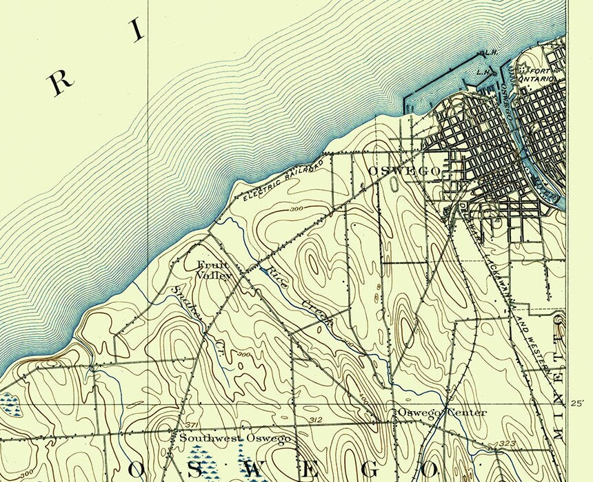 1900 Topo Map of Oswego New York Quadrangle