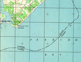 1944 Topo Map of Peridido Bay South Florida Quadrangle