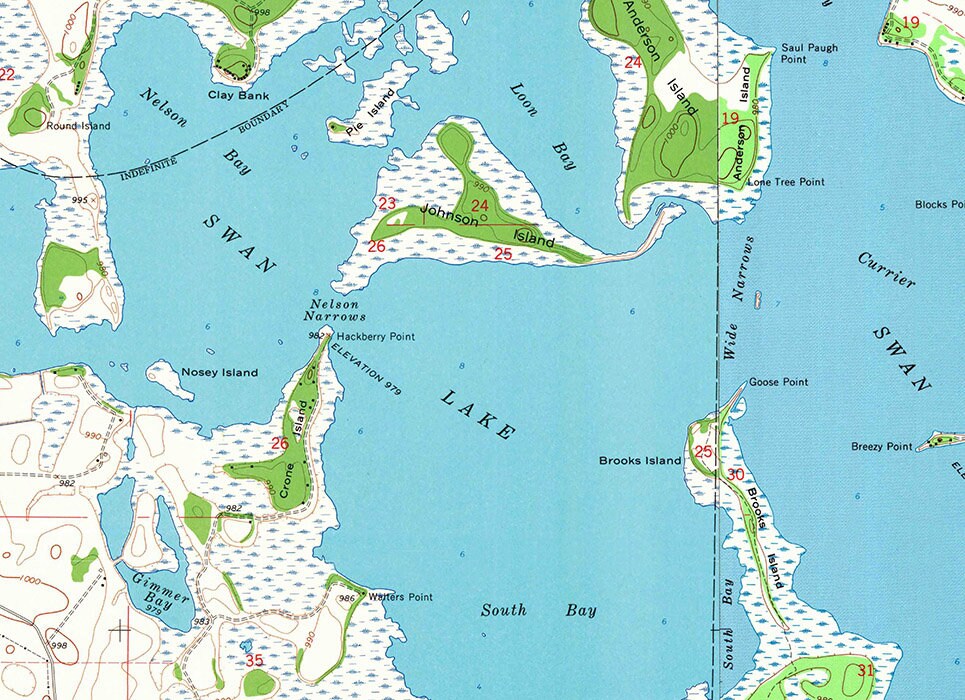 1965 Map of Swan Lake Minnesota