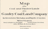 Early 1900s Map of Gauley Coal Land Company Mining Timber West Virginia Fayette Nicholas Greenbrier County