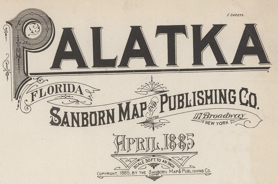 1885 Town Map of Palatka Putnam County Florida