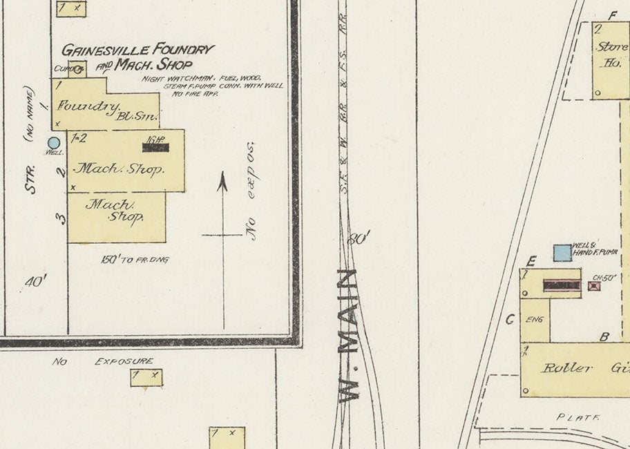 1887 Town Map of Gainesville Alachua County Florida