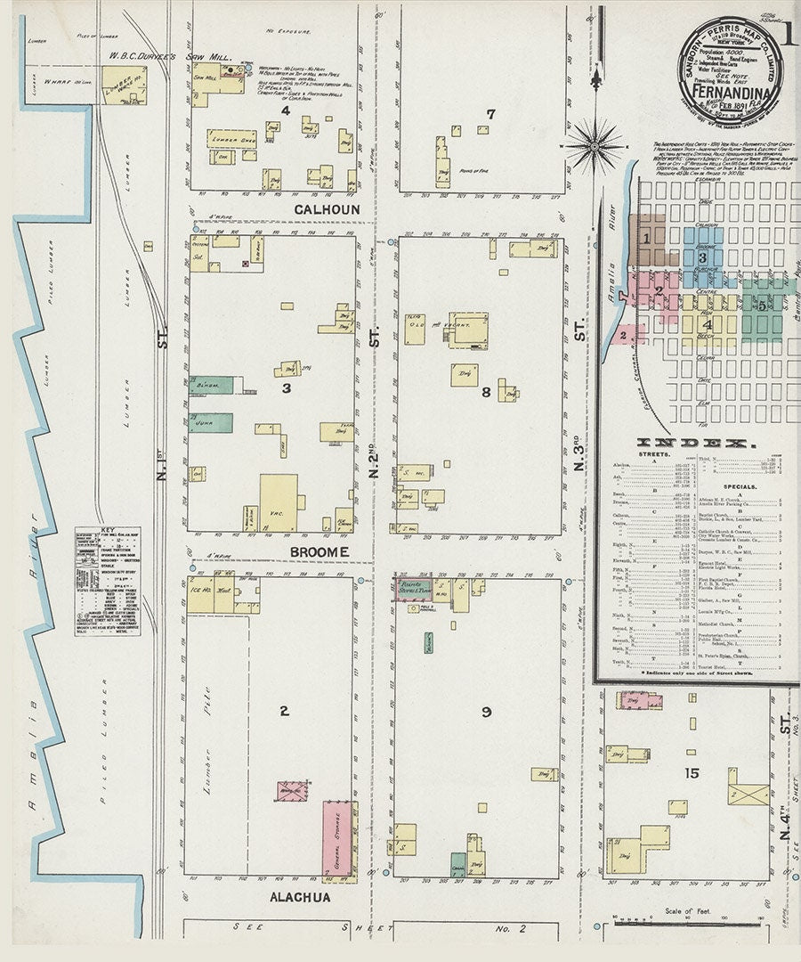 1891 Town Map of Fernandina Nassau County Florida