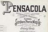 1892 Town Map of Pensacola Escambia County Florida