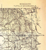 1921 Topo Map of Tupelo Mississippi Quadrangle