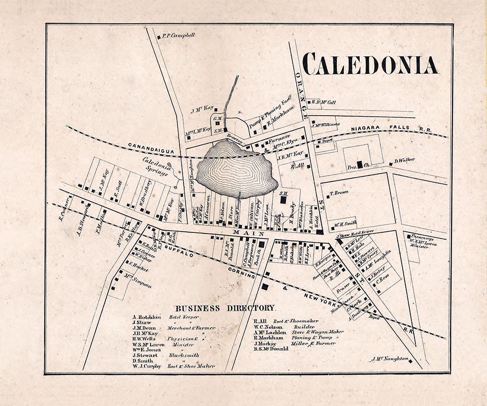 1858 Town Map of Caledonia Livingston County New York