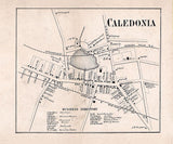 1858 Town Map of Caledonia Livingston County New York