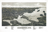 1885 Panoramic Map of Oconomowoc Wisconsin Waukesha County