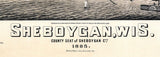 1885 Panoramic Map of Sheboygan Wisconsin Lake Michigan