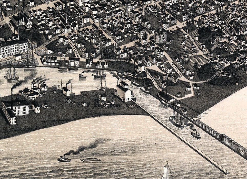 1885 Panoramic Map of Sheboygan Wisconsin Lake Michigan