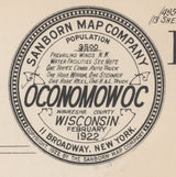 1922 Town Map of Oconomowoc Wisconsin Waukesha County