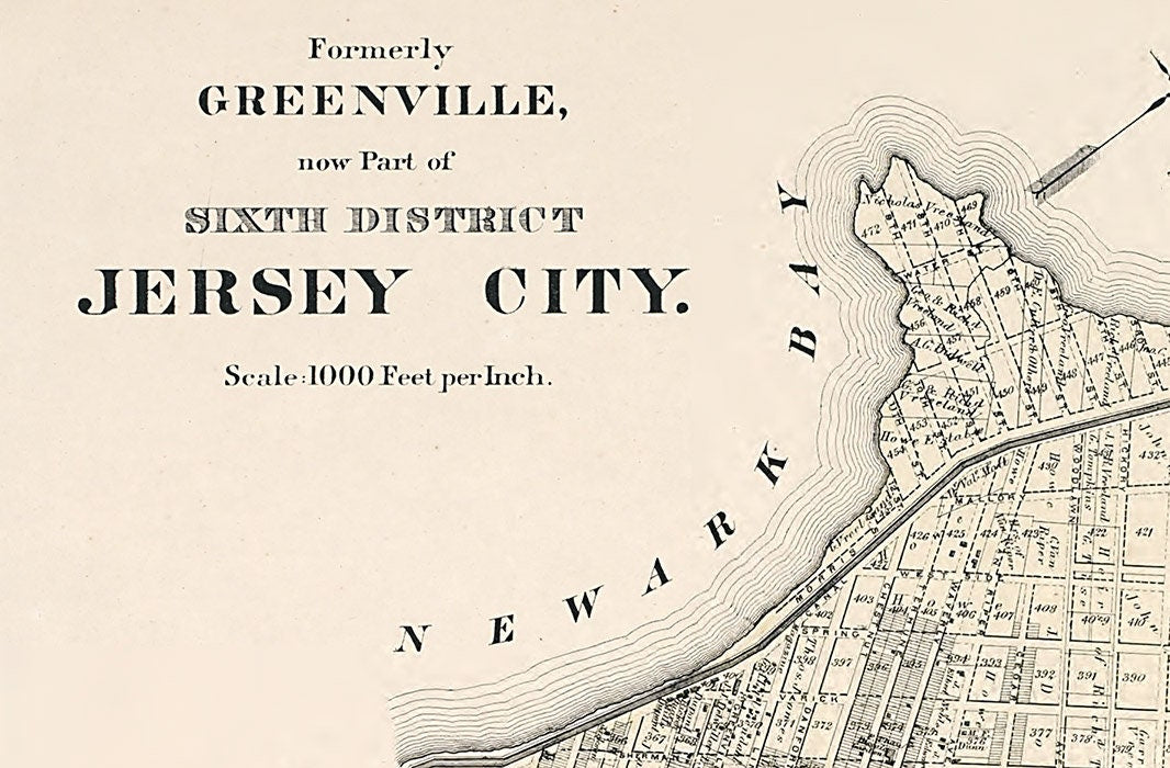 1873 Map of Jersey City New Jersey