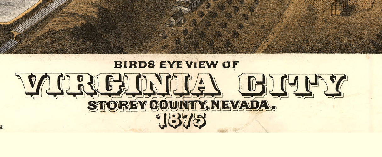 1875 Panoramic Map of Virginia City Storey County Nevada