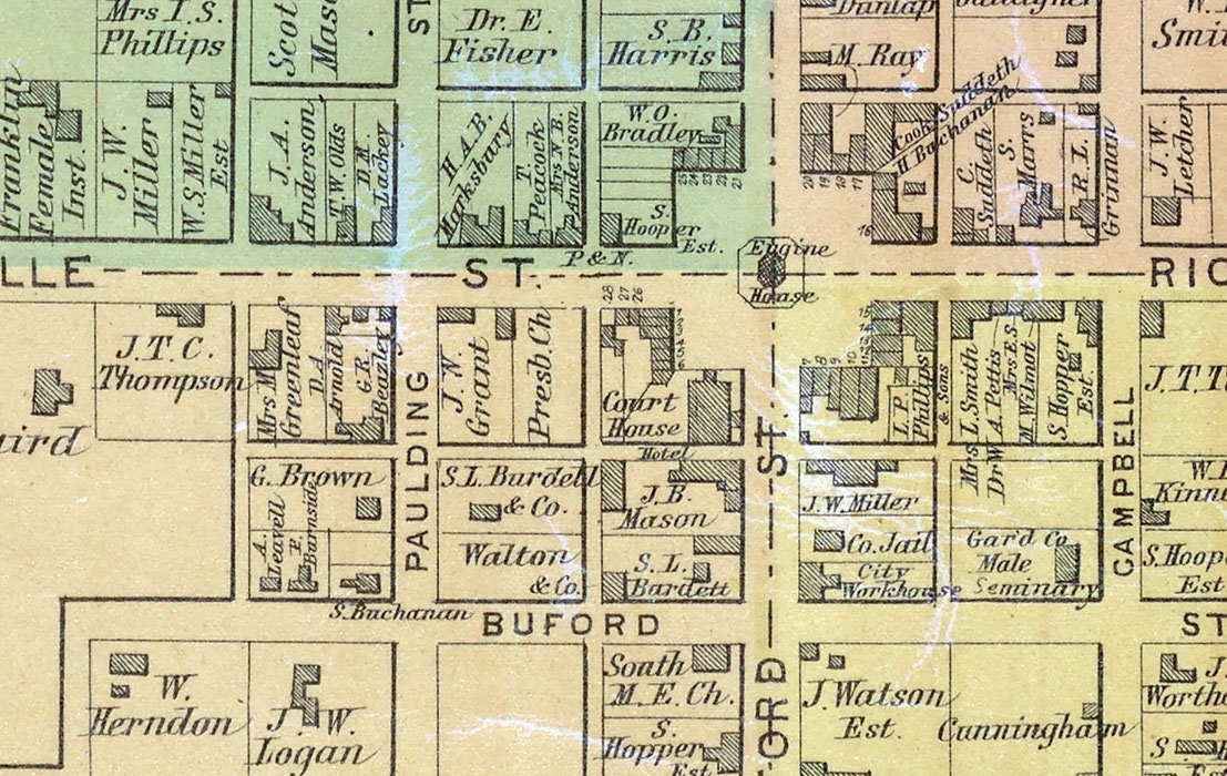 1879 Map of Lancaster Garrard County Kentucky