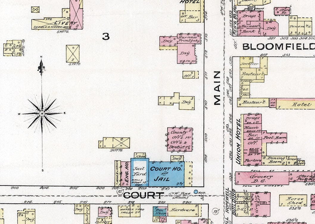 1885 Town Map of Flemington Hunderdon County New Jersey