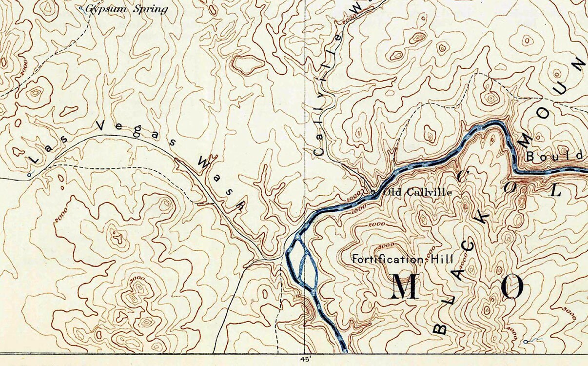 1886 Topo Map of Saint Thomas Nevada Moapa Valley