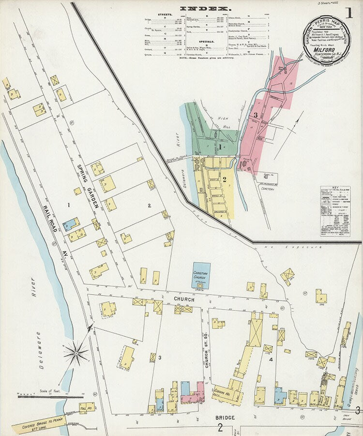 1897 Town Map of Milford Hunterdon County New Jersey