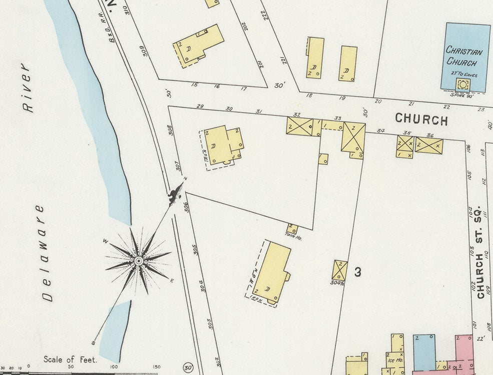 1897 Town Map of Milford Hunterdon County New Jersey