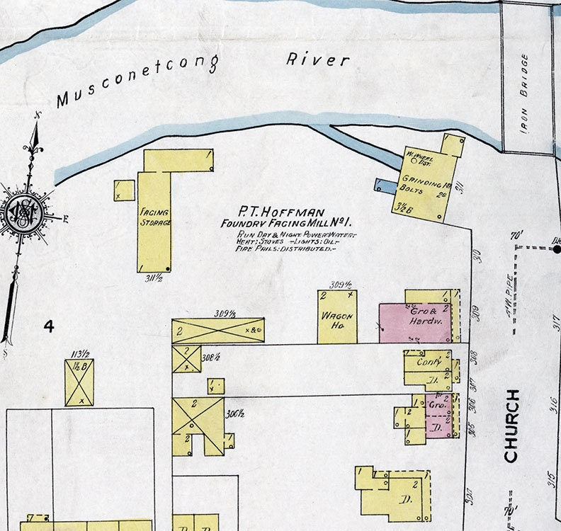 1909 Town Map of Bloomsbury Hunterdon County New Jersey