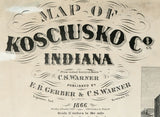 1866 Farm Line Map of Kosciusko County Indiana Warsaw