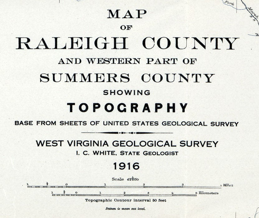 1916 Map of Raleigh County And Part of Summers County West Virginia