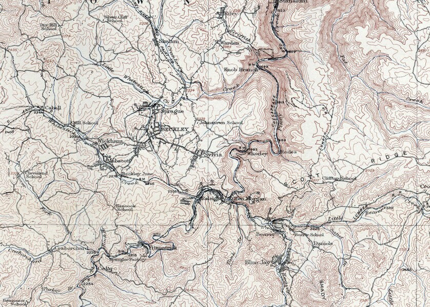 1916 Map of Raleigh County And Part of Summers County West Virginia