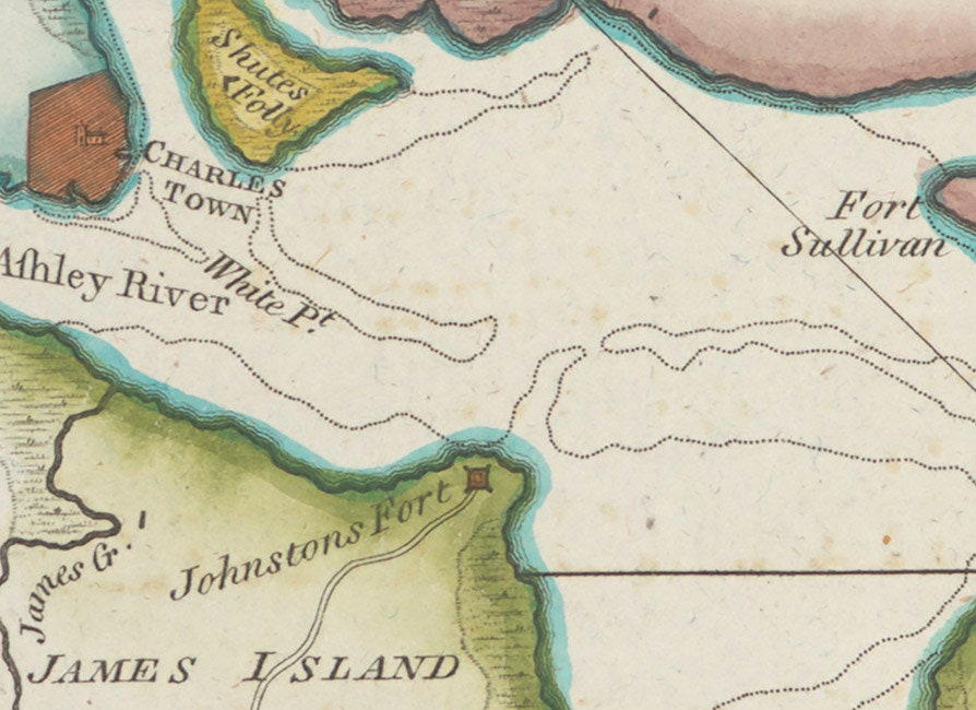 1778 Map of Charlestown South Carolina Harbor