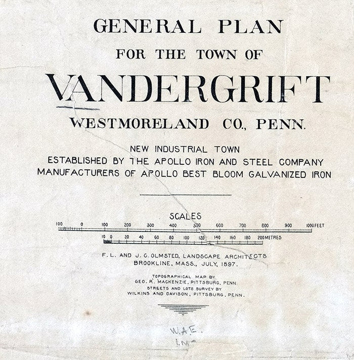 1897 Map of Vandergrift Westmoreland County Pennsylvania