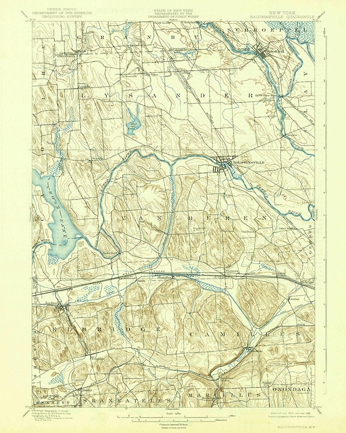 1900 Topo Map of Baldwinsville New York Quadrangle