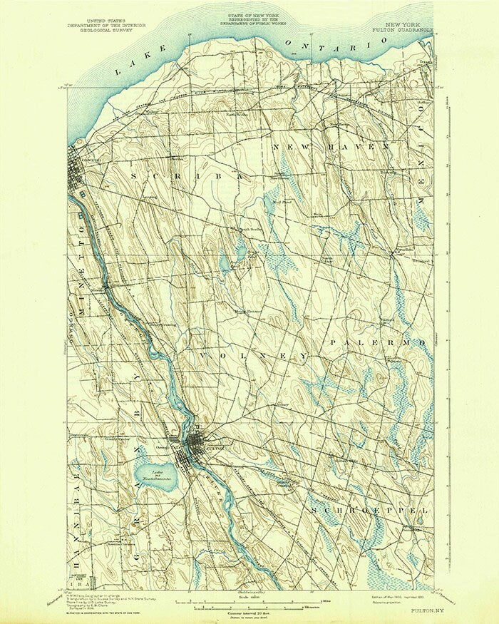 1900 Topo Map of Fulton New York Quadrangle