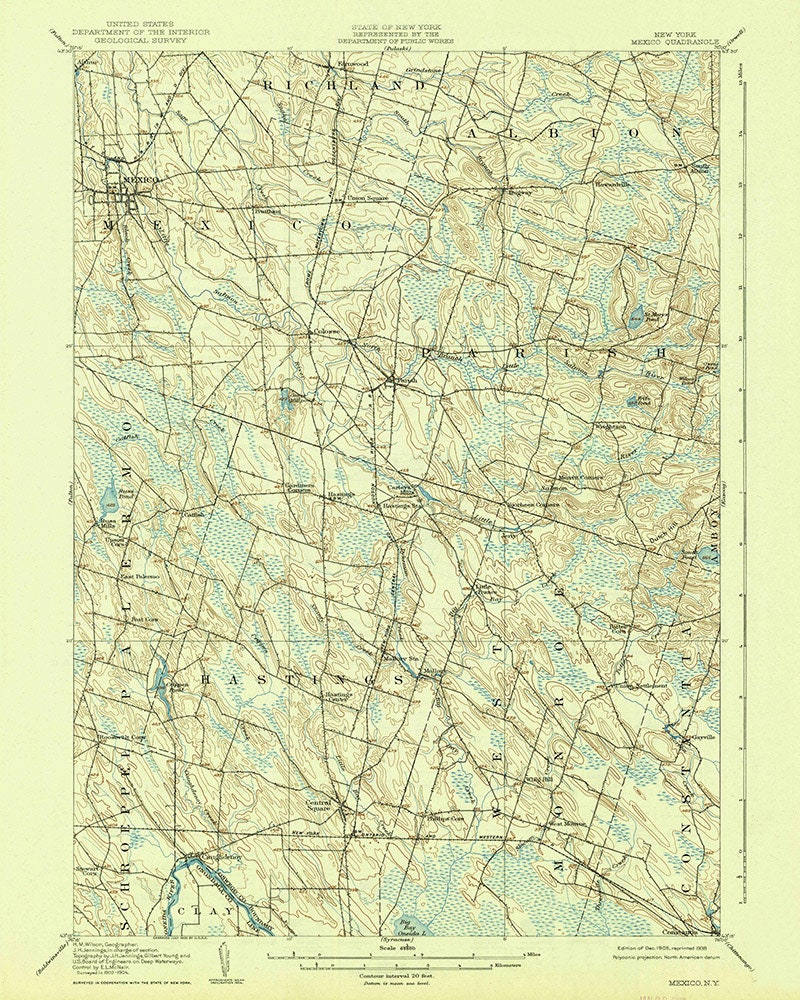 1905 Topo Map of Mexico New York Quadrangle