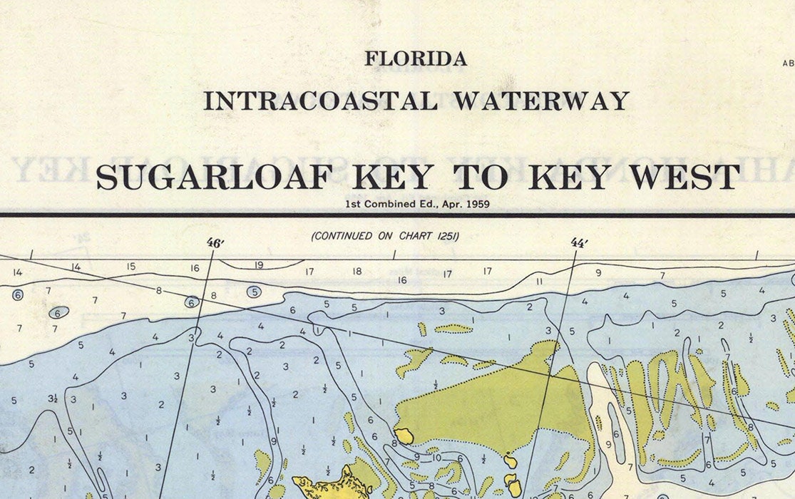 1961 Nautical Map of Sugarloaf Key to Key West Florida