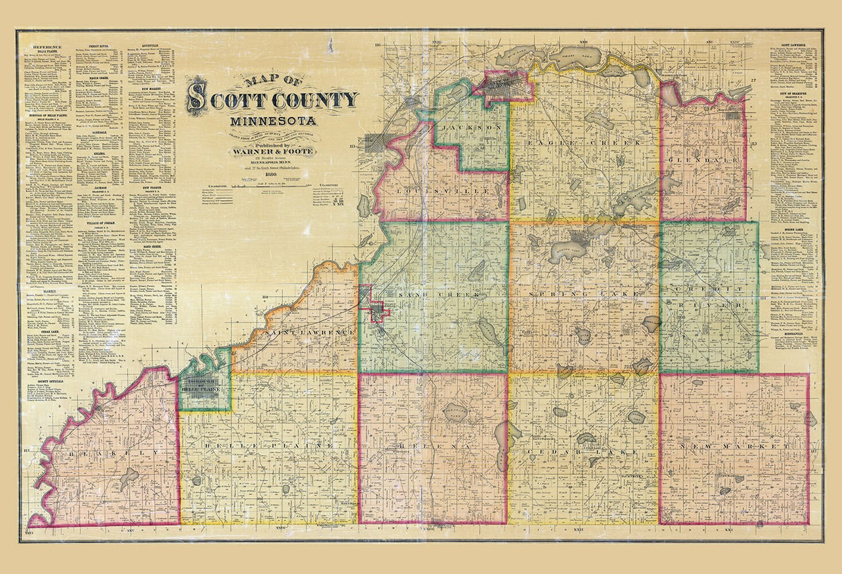 1880 Farm Line Map of Scott County Minnesota
