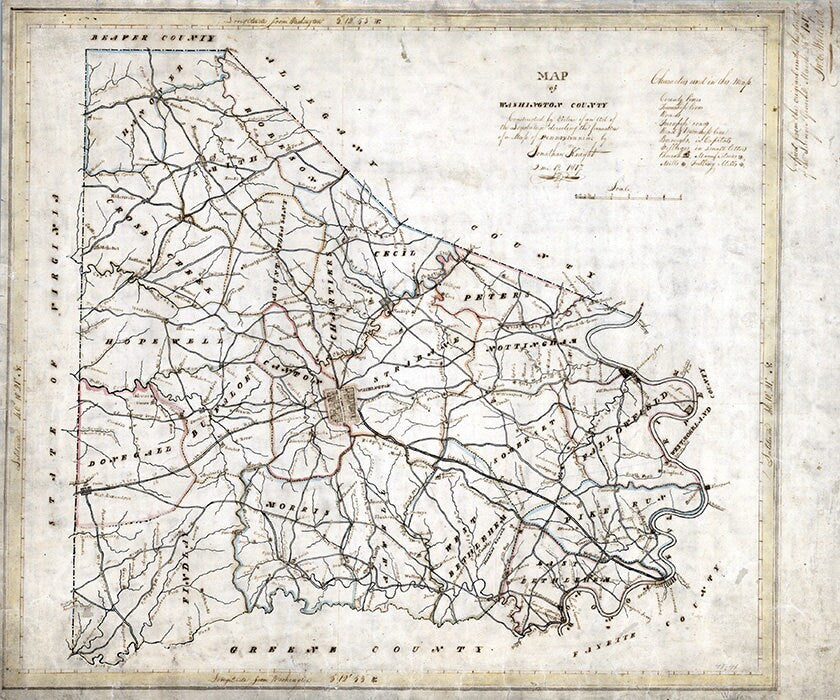 1817 Map of Washington County Pennsylvania