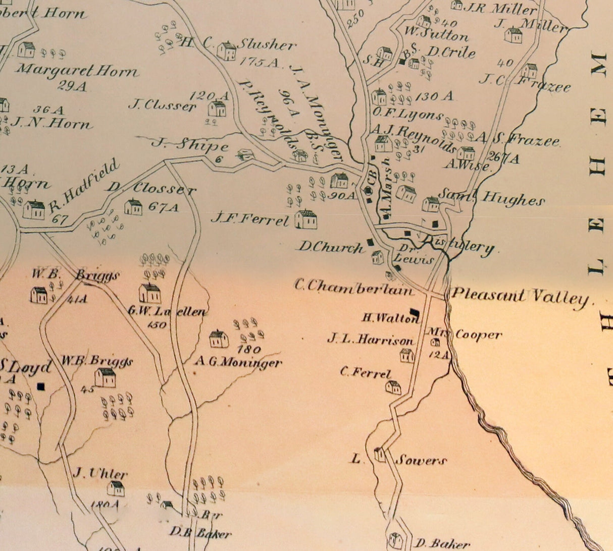 1876 Map of Amwell Township Washington County Pennsylvania