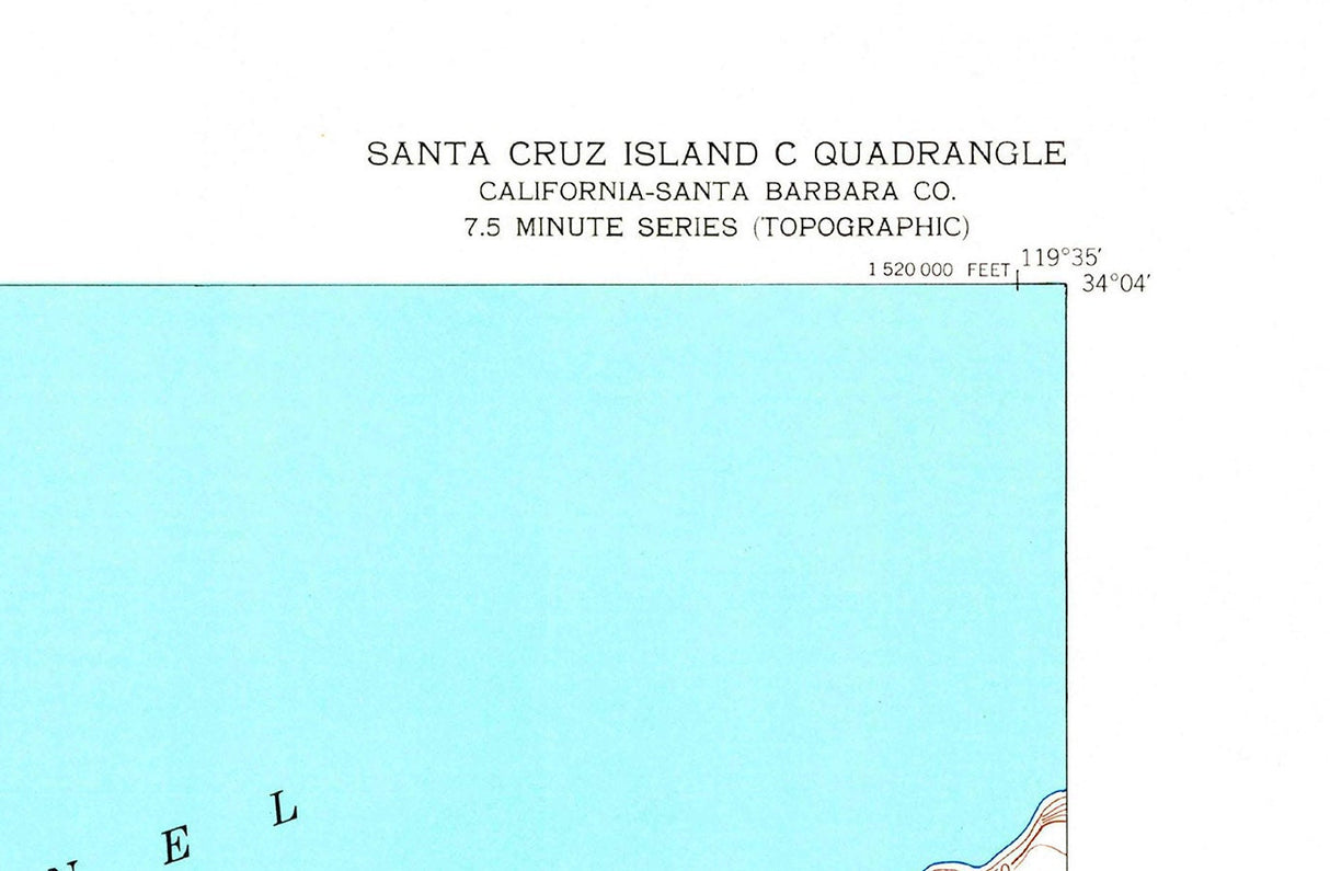 1943 Topo Map of Santa Cruz Island California Central Valley C Map