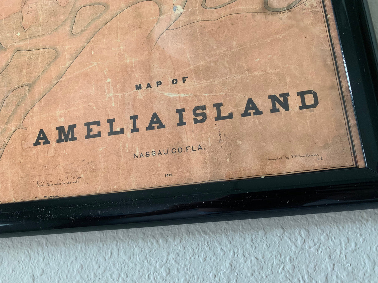 1877 Map of Amelia Island Florida Fernandina Beach