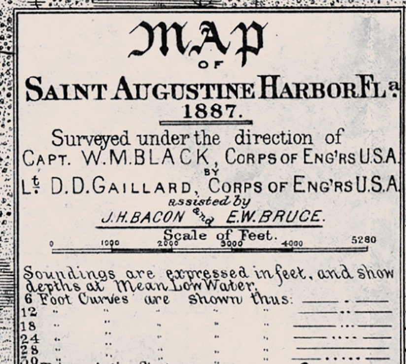 1887 Map of Saint Augustine Harbor Florida