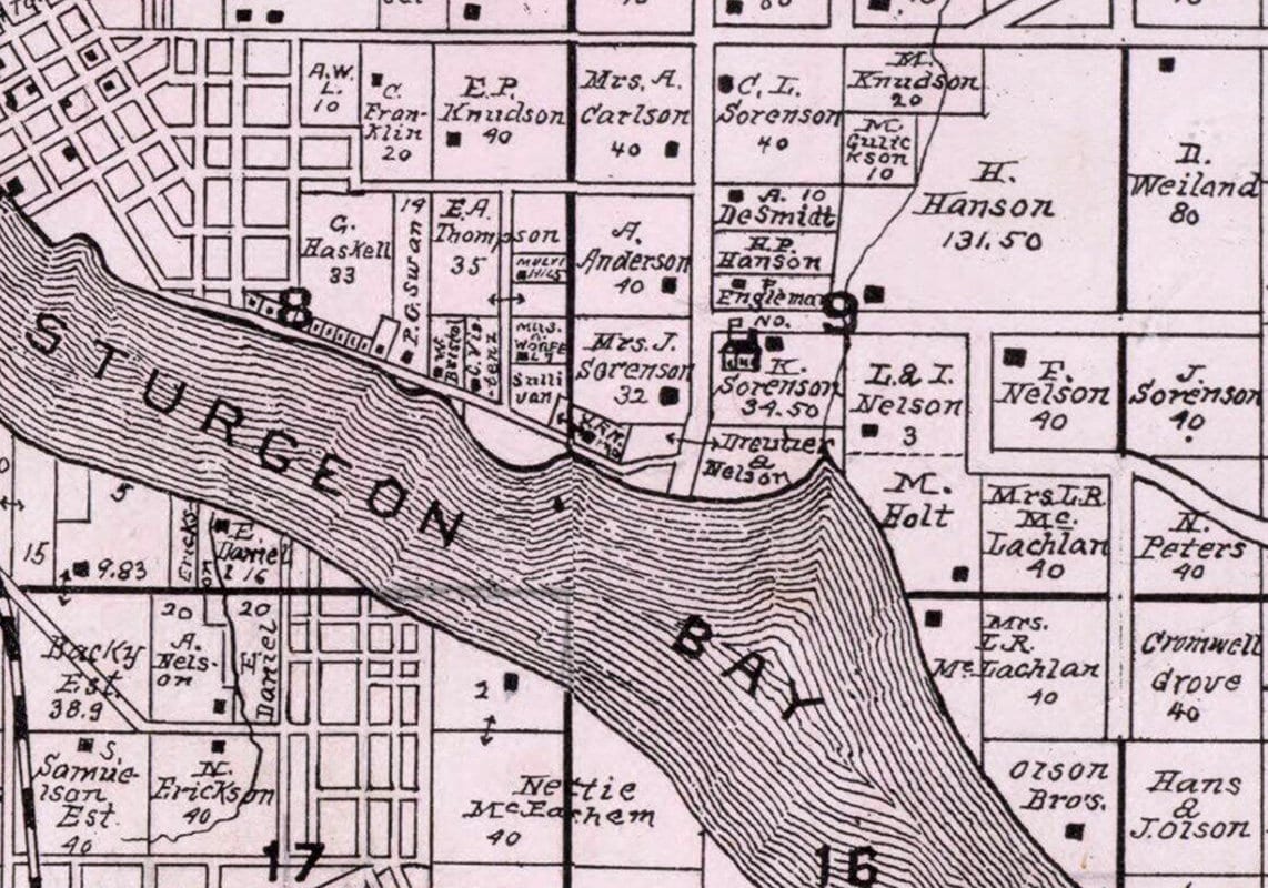 1899 Map of Sturgeon Bay Township Door County Wisconsin