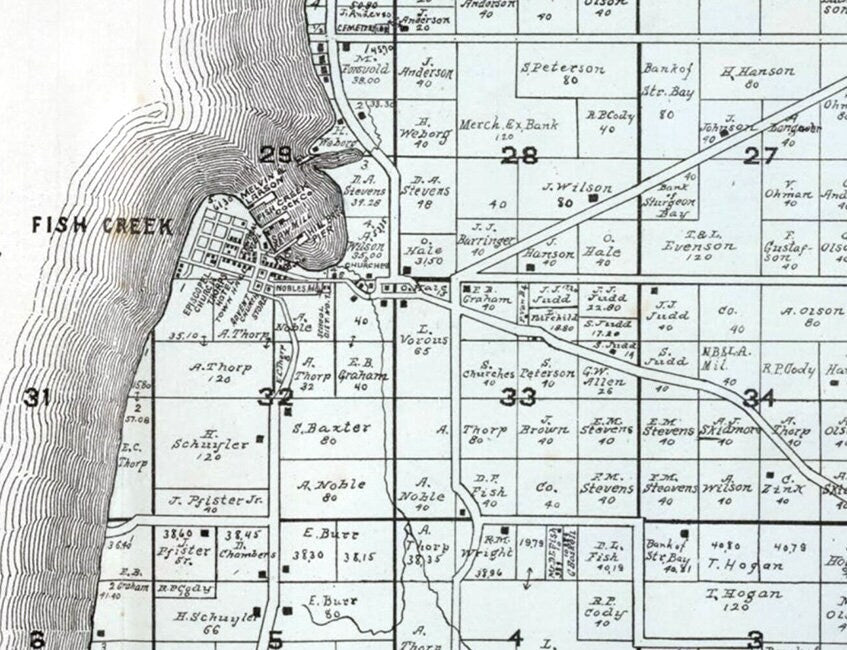 1899 Map of Gibraltar Township Door County Wisconsin