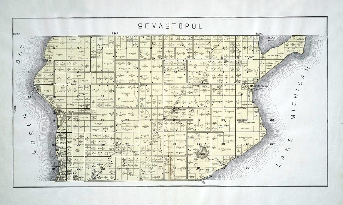 1899 Map of Sevastopol Township Door County Wisconsin