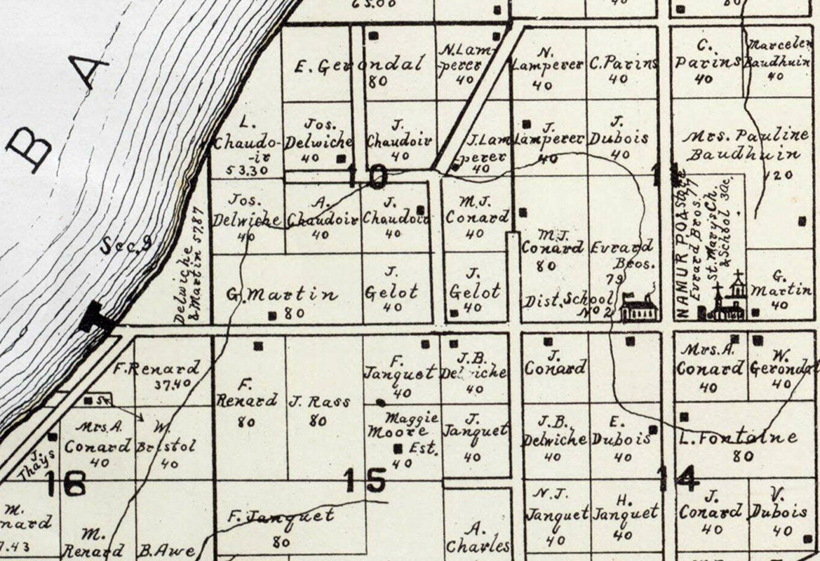 1899 Map of Union Township Door County Wisconsin