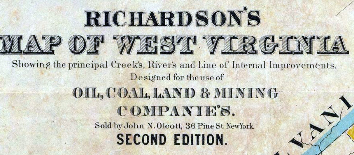 1864 Map of West Virginia Oil Coal Land 7 Mining Companies