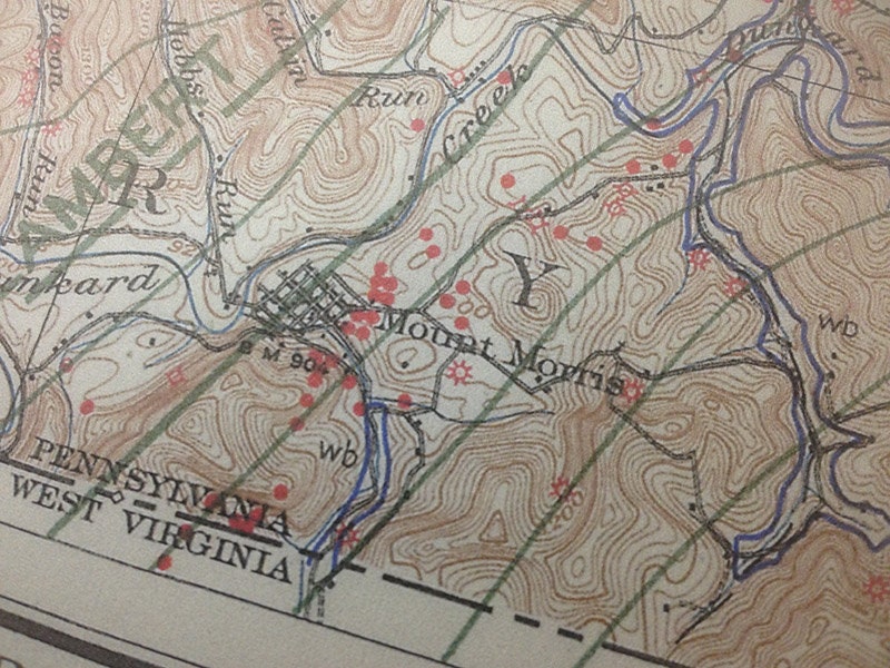 1930 Oil & Gas Well Map of Greene County Pa