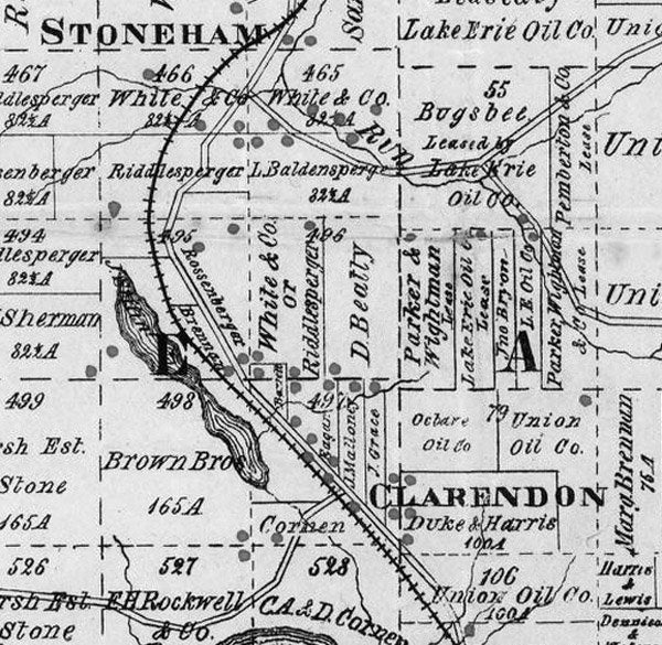 1881 Oil Well Map of McKean Warren Forest & Elk Counties PA