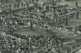 1896 Panoramic Aerial Map of Sistersville West Virginia & Oil Wells