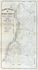 1912 Farm Line Map of Brooke County West Virginia Showing Oil & Gas Wells Coal Mines