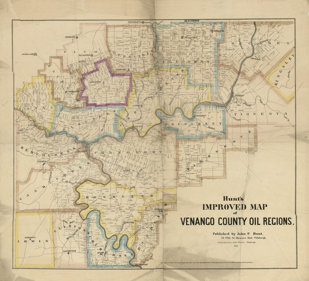 1865 Map of Venango County Oil Regions